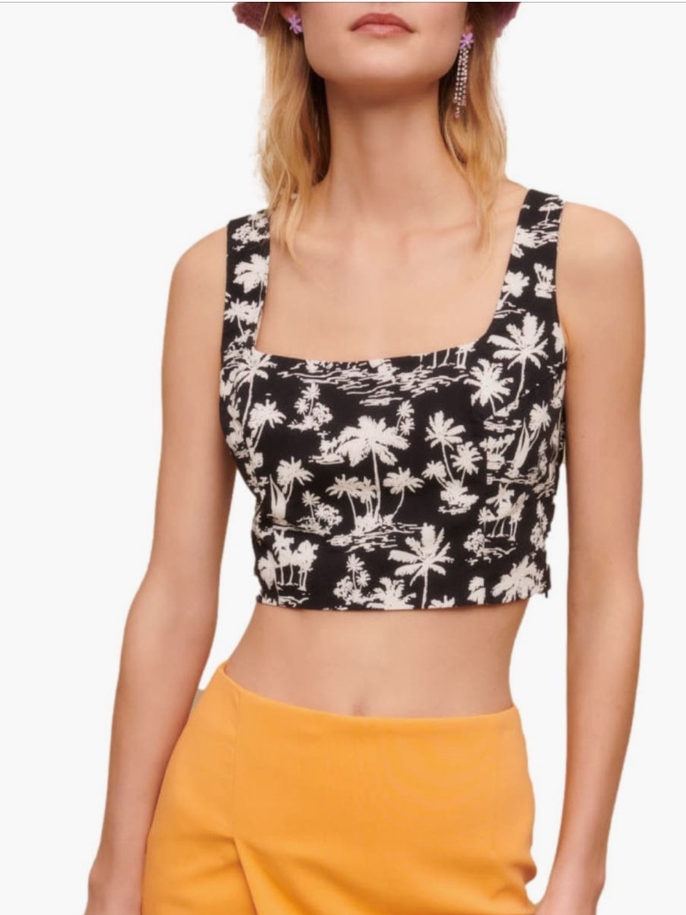 Maje Palm Tree Print Crop Top